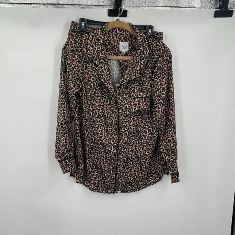 Plush Revolve Sleepwear Small Womens Animal Print Shorts Top Leopard Casual New